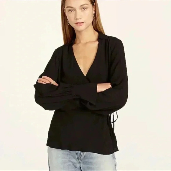 J. Crew Drapey crepe wrap top size 4 - Picture 2 of 8